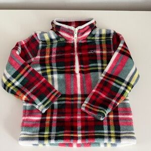 Vineyard Vines Kids Red Plaid Half-Zip Fleece Pullover